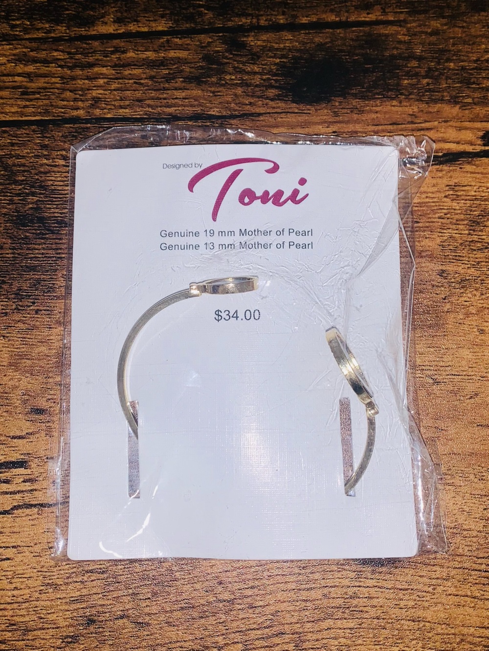 Toni Gold-Tone Mother of Pearl Cuff Bracelet Unopened